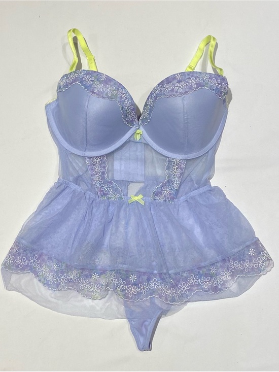 Victoria's Secret Other - Victoria's Secret Dream Angels Lavender Floral Mesh Babydoll Corset, size 36D